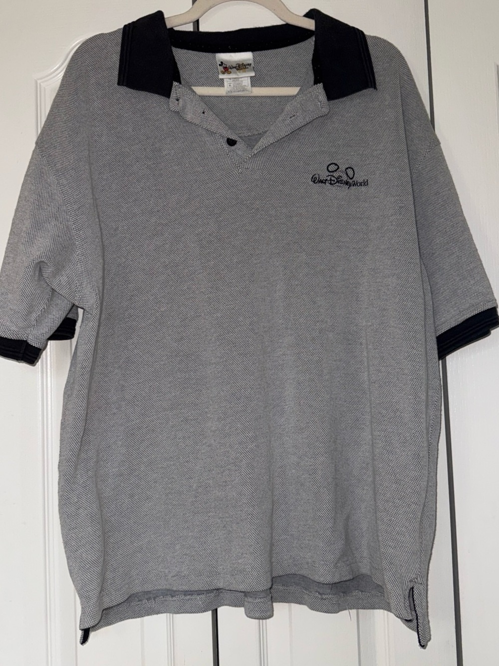 Disney Men’s Gray Polo with Black Collar and Trim